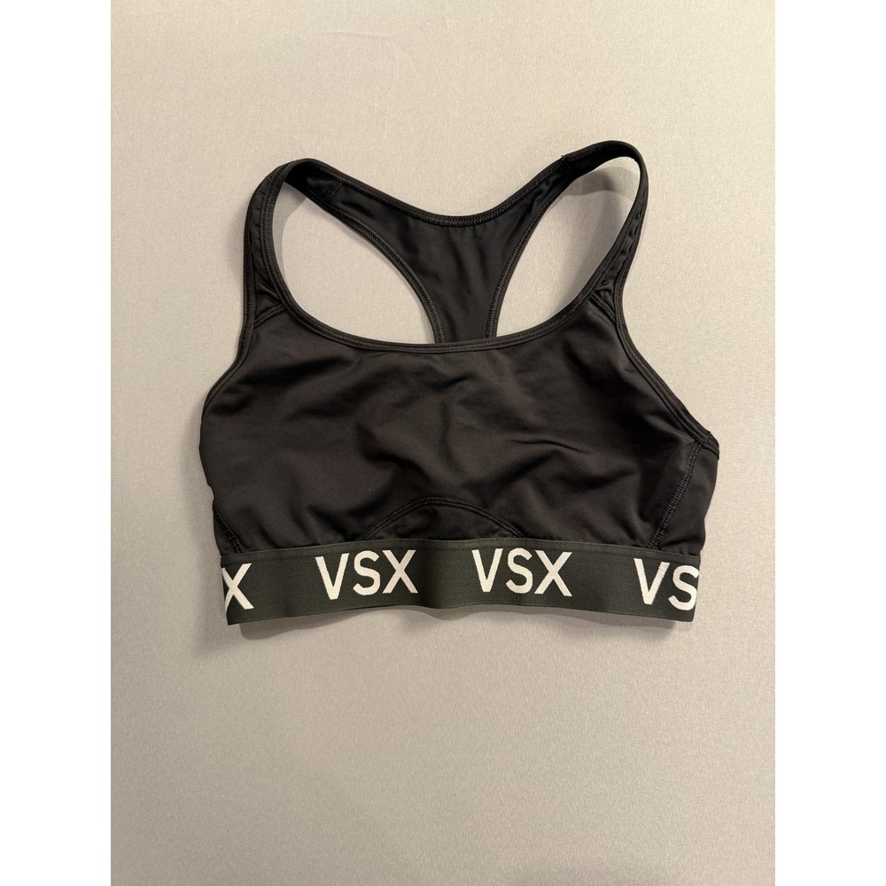 Victoria's Secret VSX Sport Sports Bra Womens Medium‎ Black Racerback Logo Gym